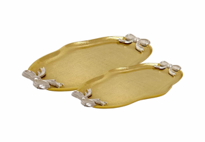 Wholesale Simple Multifunctional Round Tray <b>Set</b> Gold Metal Decorative <b>Serving</b> Round Trays Painted Finish for Ramadan Gifting - Product Image 6