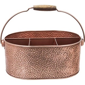 Porte-couverts d'ustensiles de cuisine de couleur cuivre support de stockage à 4 compartiments porte-ustensiles galvanisé de table à la maison - Product Image 1