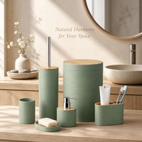 Ensemble d'accessoires de salle de bain en résine écologique imperméable personnalisé en six pièces, comprenant un distributeur de savon, un porte-brosse à dents et un gobelet pour la maison