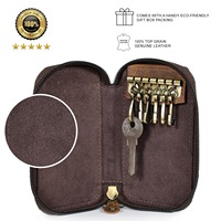 Porte-cartes 6 emplacements en cuir véritable Crazy Horse fait main, personnalisable, de haute qualité, mini étui à clés tendance pour clés de voiture