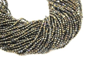 Espinela negra Golden Mystic Coated Beads 2mm Golden Mystic Faceted Rondelle Gemstone Beads Golden Mystic Coated Black Spinel Bead - Product Image 3