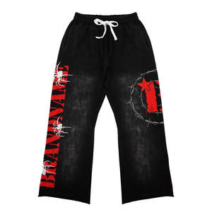 Ensemble de survêtement pour homme en coton 100% délavé à l'acide, imprimé d'hiver, décontracté, broderie streetwear, effet usé - Product Image 3