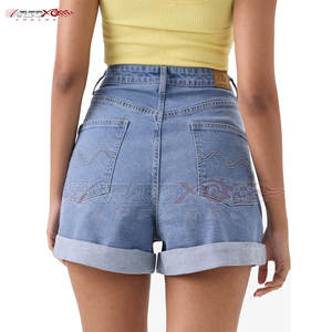 Short en jean pour femme avec ourlet brut et taille haute Streetwear d'été à la mode Short en jean taille haute élégant pour femme - Product Image 4