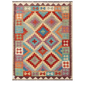 พรมกิลิม ไมมาณา อัฟกานิสถาน ขนาด 197 x 150 ซม. สำหรับตกแต่งบ้าน - Product Image 1