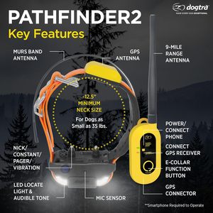Dogtra Pathfinder 2 <span class=keywords><strong>GPS</strong></span> Dog Tracker E Cổ Áo 9 Dặm Dài Phạm Vi LED Ánh Sáng Không Có Hàng Tháng Phí Miễn Phí Ứng Dụng Không Thấm Nước Smartwatch Điều Khiển - Product Image 2