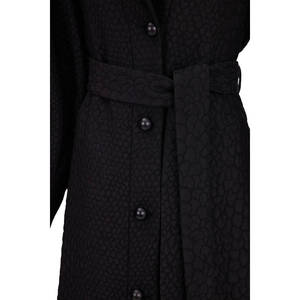 Gabardina Larga de Cuero Genuino Negro con Estampado Jacquard para Mujer, Estilo Casual - Product Image 2
