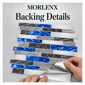 MORLENX - Adhesivos Decorativos 3D con Aspecto de Mármol Azul Cobalto Gris, Azulejos Autoadhesivos para Decoración de Paredes de Cocina - Product Image 4