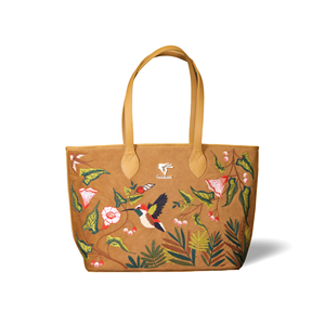 Bolso Tote Bohemio Priglob Exim de Cuero Vegano Ligero para Mujer con Bordado Color Mostaza para Uso Diario en Todas las Estaciones - Product Image 1