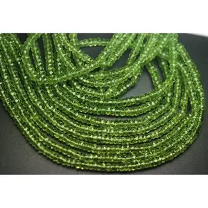2 Hilos de Peridoto Verde Natural de Calidad AAA, Facetado en Forma de Rondelle, 8mm de Altura, Cuentas Sueltas, Cuentas de Olivino - Product Image 2