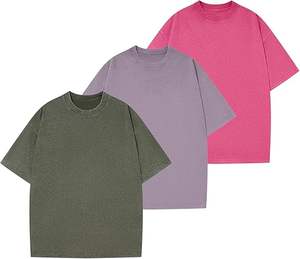 T-shirts pour hommes personnalisés, impression de logo personnalisée, coupe ample, délavé au soleil, tricoté, coton premium lourd 300GSM - Product Image 6