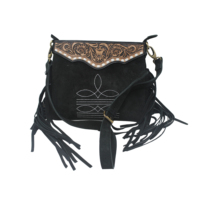 Sac fourre-tout décontracté en cuir suédé occidental avec franges, sac à bandoulière souple style cowgirl, sac à main bohème vintage avec fermeture éclair durable