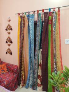 Cortina de ventana de lazo Sari de seda multicolor de estilo Vintage moderno, decoración del hogar, cortinas, cenefas para dormitorio, sala de Estar, comedor - Product Image 3