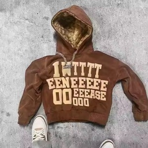 Custom Hoodie Logo Embroidered Patches Heavyweight Hoodie Streetwear <b>Applique</b> Embroidery Vintage French Terry Hoodies - Product Image 1