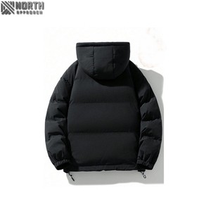Vestes d'hiver unisexes en cuir matelassé pour hommes haute qualité 100% nylon personnalisé noir bulle design capuche amovible chaud fermeture éclair pour hommes - Product Image 2