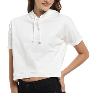 High Quality 100% Cotton <b>Winter</b> Women Crop <b>Top</b> Hoodies with Front Logo Quick Dry Outdoor Use - Product Image 3