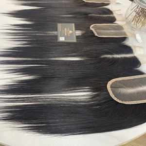 Cheveux noirs os droite dentelle fermeture 2x4 mi partie frontière Viet Nam Extension de cheveux humains usine prête à expédier - Product Image 5