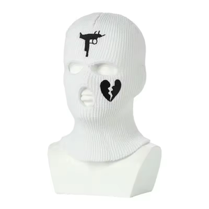 Custom Logo Embroidered Knit Full Face Three Hole <b>Ski</b> Face Cover Custom Balaclava Low Wholesale - Product Image 3
