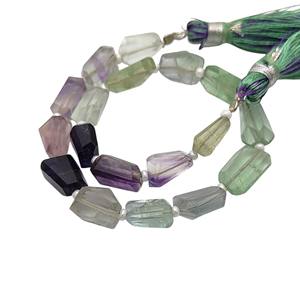 Multi Fluortite Gemstone Faceted Nuggets Shape Beaded Brins 8 inch Long Loose Stone Bead Strand For Jewelry Making - Product Image 1