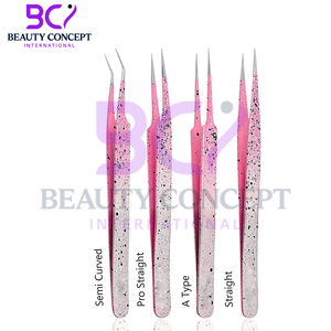 Stainless Steel High Quality Durable Lightweight Fine Point Salon Grade Hand Made Elegant Anti Slip Eyelashes Tweezers - Product Image 4
