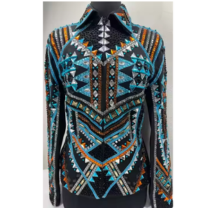 Traje de espectáculo de equitación para hombres y mujeres Chaqueta de espectáculo occidental con pantalones de diseño personalizado y camisa con botones a presión - Product Image 1