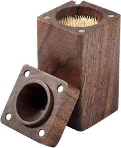 Caja Decorativa de Madera para Palillos de Dientes |   Dispensador de Palillos de Dientes de Madera Natural Hecho a Mano para Mesa de Comedor, Encimera de Cocina, Restaurante - Product Image 4
