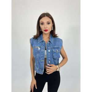 Chaqueta Vaquera Corta a la Moda 6852 en Azul - Product Image 4