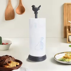 Porte-rouleau de papier de soie pour ustensiles de cuisine en fil de fer Porte-papier debout multifonction fini noir - Product Image 2