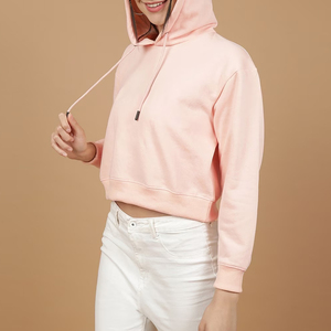 Sudaderas con capucha recortadas en blanco personalizadas al por mayor para mujer, ropa de entrenamiento, sudaderas con capucha con top recortado para mujer, servicio OEM - Product Image 2