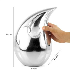 ที่ใส่เถ้ากระดูกอลูมิเนียมรูปหยดน้ำตาสำหรับผู้ใหญ่และสัตว์เลี้ยงขนาด13 "ที่เก็บของเผาศพพร้อมฝาปิด | เถ้ามนุษย์ที่ถูกเผา - Product Image 6