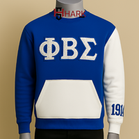 Sweatshirt Musim Gugur Anti-Pilling Polos Berwarna Solid Terlaris Phi Beta Sigma Biru Putih dengan Patch Chenille Bordir 2D 1944
