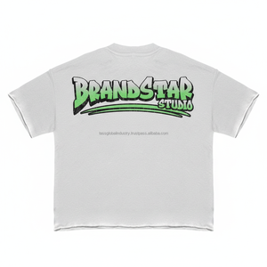 High Quality Eco-Friendly Heavyweight Boxy Oversized Streetwear T-<b>Shirt</b> Custom Screen Print Heavy Cotton Cropped Graphic <b>Men</b> - Product Image 2