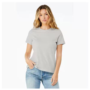 Camiseta informal de manga corta para mujer a la moda, cómoda mezcla de algodón, logotipo de diseño de cuello redondo de secado rápido para uso diario de verano - Product Image 1