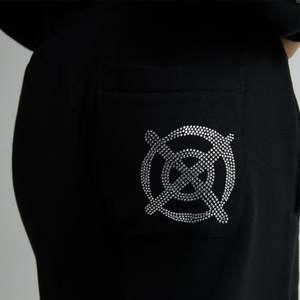 Nuevo Conjunto Deportivo de Chándal Negro con Logotipo de Pedrería Personalizado para Mujer, Transpirable, Estilo Urbano, para Actividades al Aire Libre - Product Image 6