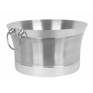 Porte-bouteille en métal plaqué cuivre de qualité supérieure, forme ronde tendance, refroidisseur à vin pour hôtels, seau à champagne avec poignées - Product Image 5