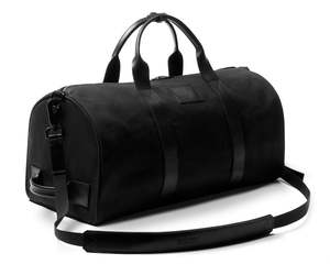 Bolsa de lona de cuero genuino impermeable para hombre de gran capacidad con compartimento para zapatos bolsa de fin de semana de PU reciclada - Product Image 1