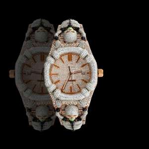 Montre Hip Hop pour Hommes en Acier Inoxydable avec Cadran en Verre Analogique, Design Crâne Glacé, Diamants de Laboratoire de Qualité VVS, Coupe Brillante Scintillante - Product Image 5