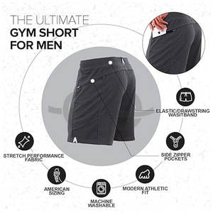 <b>Men's</b> Lightweight 2-in-1 7-Inch Performance Gym <b>Shorts</b> <b>Zipper</b> <b>Pockets</b> Workout Running Yoga Training <b>Shorts</b> Solid Pattern - Product Image 3