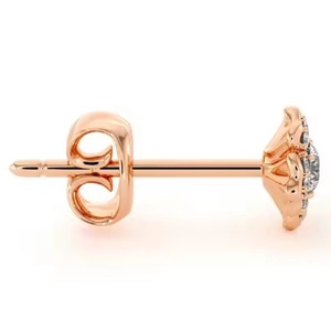 Boucles d'oreilles en or blanc 10K/14K/18K avec diamants ronds de laboratoire pour femmes, clarté VS, design floral, bijoux hip-hop - Product Image 5