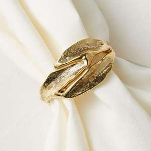 Servilletero de hoja de latón fundido, última llegada, decoración de boda, accesorios de mesa, anillo de tejido, precio bajo, servilletero de lujo dorado - Product Image 3