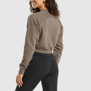 Sudadera con capucha recortada de alta calidad para mujer, Sudadera corta a la moda para gimnasio y ropa informal, Sudadera con capucha de corte corto a la moda, OEM - Product Image 4
