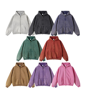 Vêtements de rue brodés avec logo personnalisé, sweat à capuche 100% coton, polaire vierge, délavé à l'acide vintage et surdimensionné - Product Image 1