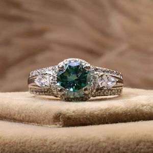 แหวนหมั้นผู้หญิงทรงกลมสีฟ้าและลูกแพร์สไตล์ไม่ซ้ำใคร - Product Image 4