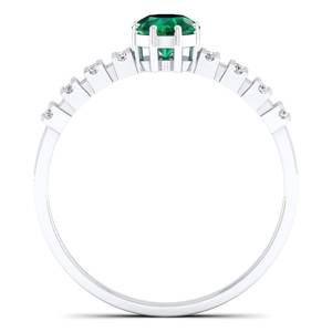 แหวนเงินแท้ 925 ประดับมรกตทรงกลม 0.5 กะรัต จาก REYES ราคาขายส่ง สำหรับผู้หญิง แหวนแต่งงานสุดหรู เครื่องประดับชั้นดี - Product Image 4