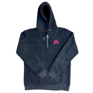 Unisex Black <b>Sherpa</b> <b>Hoodie</b> Half Zip Pullover Fleece Jacket Kangaroo Pocket Warm Casual Streetwear - Product Image 1