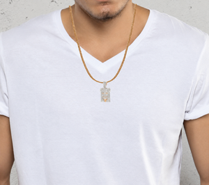 Plated Rose Gold Jesus Pendant <b>Iced</b> <b>Out</b> Round Brilliant Cut Moissanite Unisex <b>Chain</b> Hip hop Necklace Gift - Product Image 4