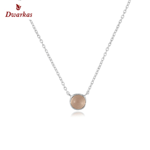 Collier pendentif en argent sterling 925 classique fait main avec pierre précieuse quartz rose, design personnalisé, cadeau d'anniversaire, certifié par une tierce partie - Product Image 1