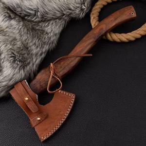 Hache à barbe de style viking personnalisée en acier au carbone forgé à la main avec manche en bois et étui en cuir, hachette OEM pour le travail du bois - Product Image 6