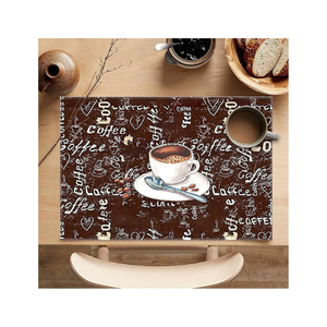 Tapetes de mesa de algodón marrón café con aspecto floral bohemio 13x19 pulgadas tejido Jacquard 230 GSM bordado GOTS certificado antiarrugas - Product Image 1