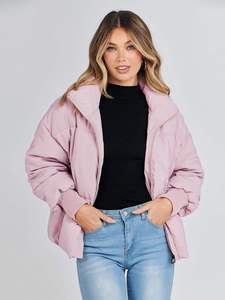 Blouson bomber rose clair pour femme, automne, court, en denim tissé, chaud, épais, matelassé, à capuche, confortable, décontracté, vêtements d'extérieur pour temps froid - Product Image 2