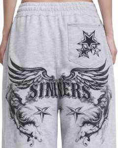 Customized Grey Angel Face Graphic Wide Leg Sweatpants <b>For</b> Men <b>Women</b> Oversized Streetwear Loose Fit <b>Fleece</b> Jogger Pants Fashion - Product Image 6